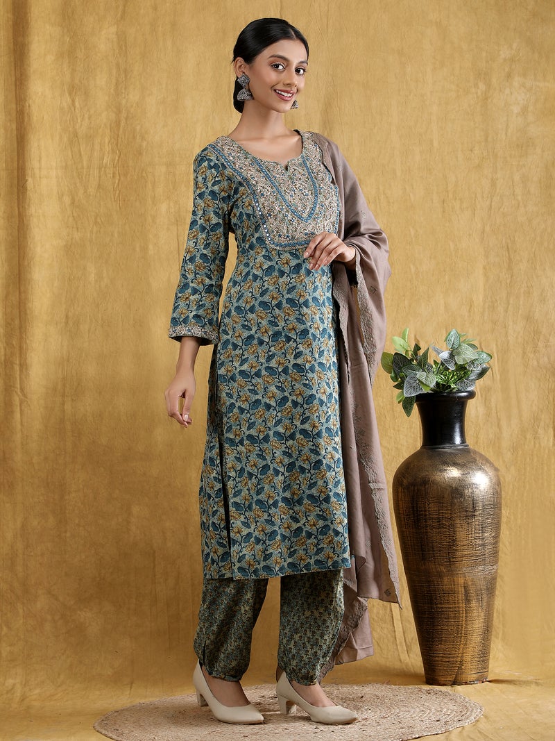 Shifory Embellished Green Kurta Set for Women - Image 3
